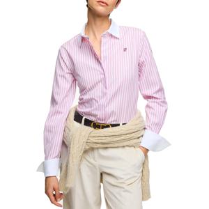 새로운 여성 셔츠 스트립 긴 소매 블라우스 패치 워크 수 놓은 꽃 우아한 옷깃 느슨한 셔츠 캐주얼 오피스 레이디상의