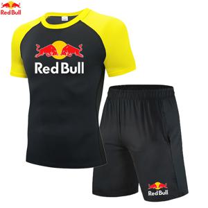 Red BullRashguard 반팔 티셔츠 반바지 정장 남성 Tracksuit 체육관 복싱 유니폼 압축 셔츠 피트니스 러닝 트레이닝