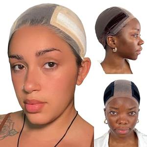 2025 가발을 제자리에 고정하기 위한 그립 밴드가 있는 새로운 레이스 가발 모자, 레이스 프론트 가발용 4x5 더 넓은 투명 레이스