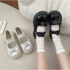 2025 새로운 패션 버클 여성 펌프 봄 가을 메리 제인 솔리드 나비 매듭 플랫폼 캐주얼 라운드 발가락 숙녀 신발