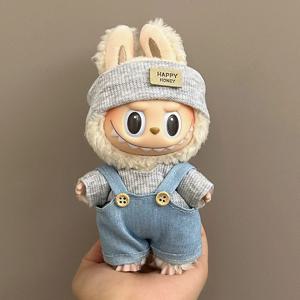 17cm 라부부 인형 옷 세트 헤어밴드 티셔츠 바지 가방 15cm 면 인형 드레스업 액세서리 DIY 장난감 선물