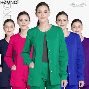 긴 소매 의료 스크럽 세트 유니폼 여성 솔리드 간호사 병원 스크럽 슈트 외과 유니폼 임상 뷰티 살롱 작업복