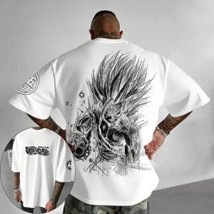 드래곤 볼 일본 애니메이션 남성 및 여성 티셔츠 손오공 프린트 코튼 소년 소녀 어린이 부모-자식 반팔