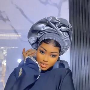 새로운 고급스러운 반짝이는 터번 모자 (여성용 아프리카 오토 겔 헤드타이 나이지리아 웨딩 파티 겔 히잡 보닛 모자 헤드랩 헤드기어)