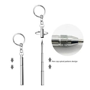 6.3cm 휴대용 도구 펜 볼펜 창의적인 금속 열쇠고리 스테인리스 인체공학적 볼펜 학교 사무실 미니 열쇠고리