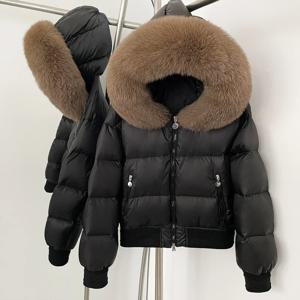 OFTBUY 빅 내추럴 라쿤 퍼 플러피 재킷 가을 패딩 코트 여성 니트 커프 겨울 리얼 퍼 칼라 화이트 덕 다운 코트