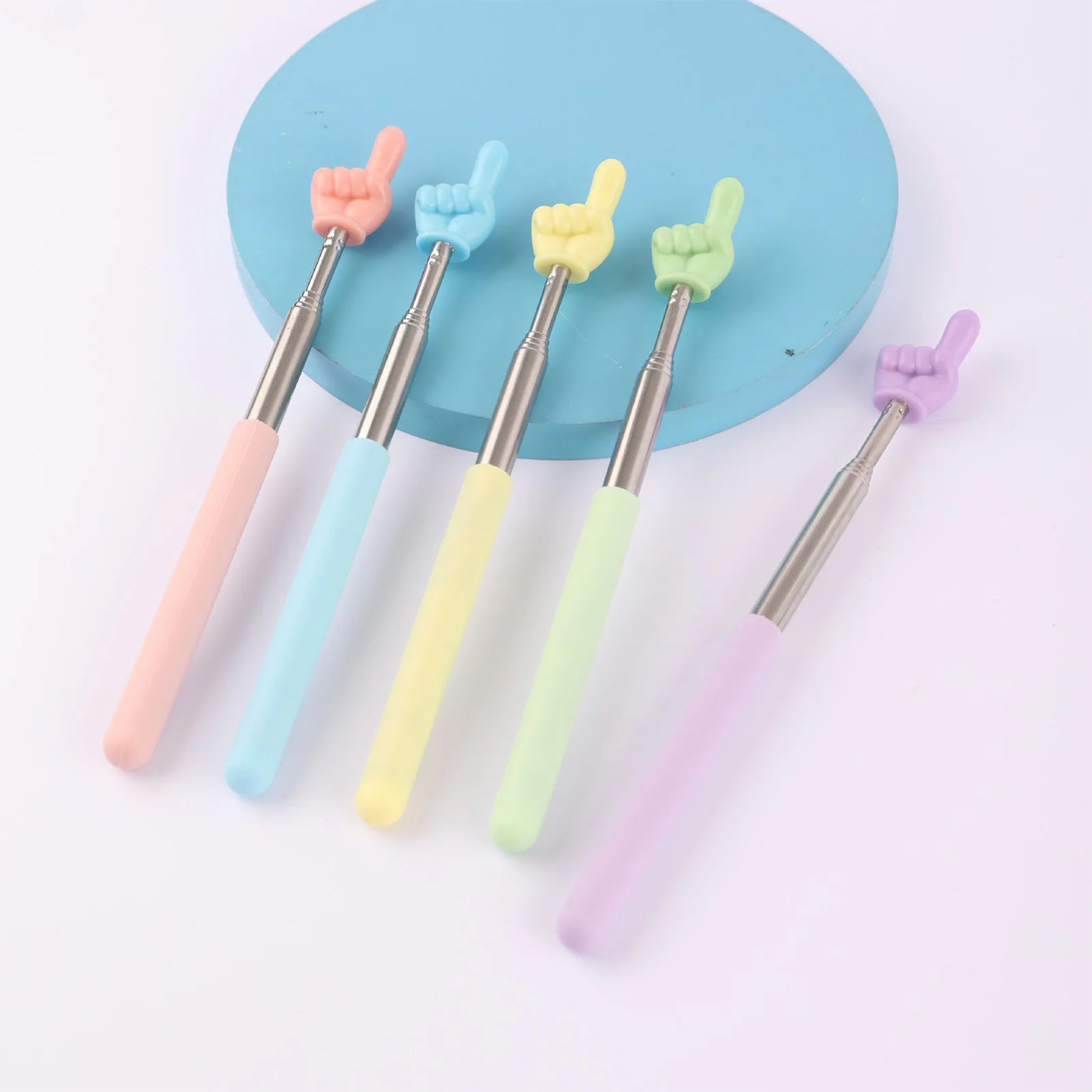 마카롱 색상 68cm 접이식 손가락 독서 스틱, 텔레스코핑 교사용 포인터, 교실 어린이 독서용 핸드 포인터