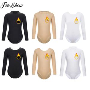 어린이 소녀 양털 안감 체조 레오타드 요가 의류 긴 소매 솔리드 컬러 바디 슈트 발레 댄스 훈련 워밍업 의상