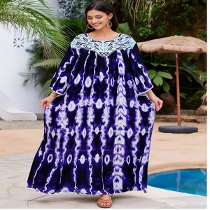 2025 최신 파티 드레스 프린트 순면 여성 롱 드레스 두바이 캐주얼 휴가 패션 파티 드레스 아프리카 아바야 의류