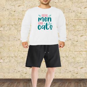 남성 세트 가을 빠른 건조 리얼 맨 라이크 캣츠 프린트 그래픽 티셔츠 슈트 스포츠 세트 트랙슈트 긴팔 티셔츠 + 반바지