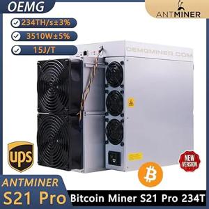 중국 빠른 배송 Bitmain Antminer S21 Pro 234T 3510W 비트코인 ​​BTC ASIC 채굴기
