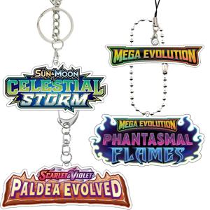 애니메이션 신규 포켓몬스터 PTCG 메가 진화 시리즈 아크릴 키체인 DIY 패션 소년 게임 컬렉션 카드 키링 참 선물