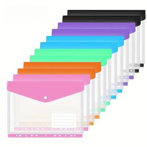 12/6개 A4 확장 파일 폴더(푸시 버튼 포함) 11링 바인더 포켓-학교, 사무실, 가정 조직을 위한 바인더 정리함