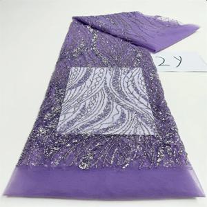 아프리카 스팽글 비즈 레이스 원단 고품질 시퀸 자수 프랑스 나이지리아 레이스 원단 웨딩 재봉용 2야드
