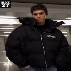 하라주쿠 겨울 남성 패딩 재킷 두꺼운 따뜻한 코트 아메리칸 레트로 스타일 지퍼 업 아우터 캐주얼 스트리트웨어 패션 트렌드 뉴