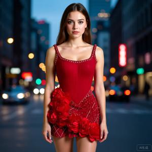 3D 꽃 장식이 있는 레드 머메이드 프롬 드레스, 스퀘어 넥 미니 길이 칵테일 가운