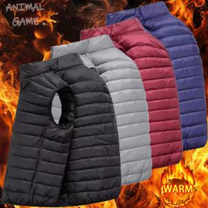 동물 게임 야외 활동 가을 남성 캐주얼 조끼 가벼운 민소매 재킷 풀 지퍼 아우터웨어 코트 포켓이 있는 따뜻한 조끼