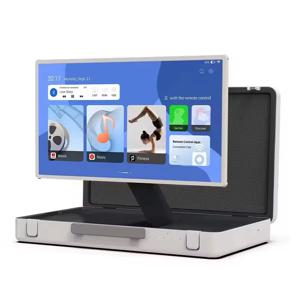 27인치 휴대용 안드로이드 캐리어 모니터 LED 디스플레이, 블루투스, 3D 스피커 및 내장 배터리 포함