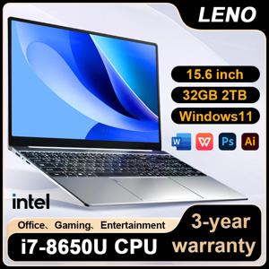 LENO NEW 15.6인치 노트북 윈도우 11 인텔 코어 i7 8650U 32GB 2TB 1920*1080 HD 게이밍 컴퓨터 PC 게이머 사무용 울트라 슬림 노트북