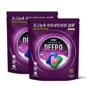 딥큐 3in1 샤르망부케 100개입+100개입 캡슐세제 실내건조 고농축 대용량 세탁 드럼세탁기 세제