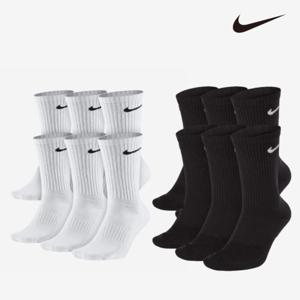 나이키 나이키 정품 스우시 에브리데이 3+3 6팩 크루삭스 스포츠 양말 중목 장목 SX7664-100