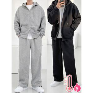 [하프클럽] M양털 후드집업 카펜터 와이드 세트 ~2XL 기모 트레이닝세트 오버핏 집업 스트링팬츠 겨울츄리닝