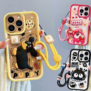 갤럭시 a32 a33 a34 a54 a35 a55 귀여운 곰돌이 강아지 캐릭터 입체 스트랩 키링 실리콘 케이스