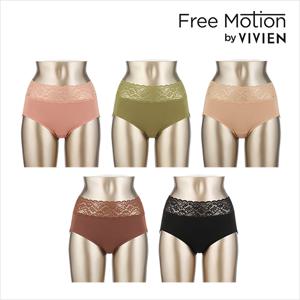 [프리모션 하이웨이스트 레이스 면팬티 5종세트(RS687)