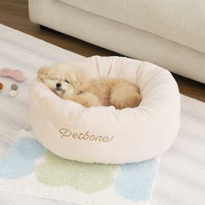 펫본 보들보들 퍼 원형방석 IVORY L