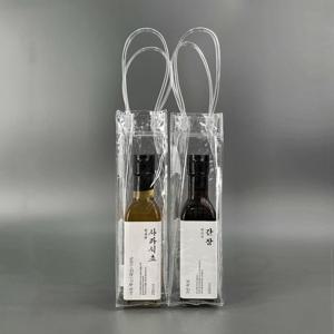 PVC 투명 비닐 쇼핑백 와인 중형  (10장) 유리병 구디백 고급 선물
