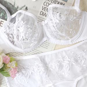 사리 화이트 와이어 홑겹브라 사각팬티 세트+니플패드