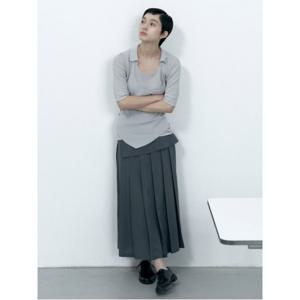 랩 벨트 플리츠 롱 스커트 - 애쉬 (115827BY14)