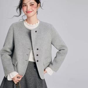 240185 - 울100% 사선 라운드 핸드메이드자켓  울자켓 브랜드공정 겨울코트 울코트 여성겨울코트 핸드메이드코트 여성롱코트