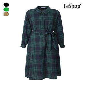 체크 패턴 허리끈 셔츠형 원피스 (BP9OP017A)