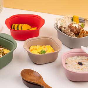[실리잇] 국산 실리콘 전자레인지용 사각냄비 계란 야채 찜기 라면용기 (3 size)