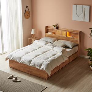 파로마 이즈 우든 LED 원목 수납침대+40T라텍스매트 Q IDH019