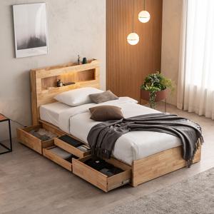 파로마 이즈 스완 LED 원목 4서랍 수납 침대 매트제외 SS IDH081