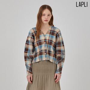 [최초가 159000원] 체크 패턴 볼륨 슬리브 가디건_LPCDW024001