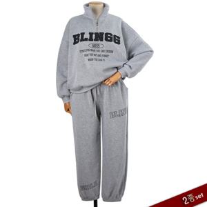 [2종세트]블링넥 집업 조거 기모트레이닝 세트