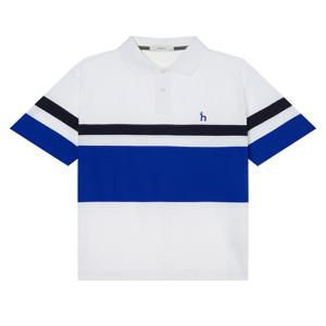 남성 [[24SS]] WHTS4B206WT [클리어런스][스테디셀러]화이트 컬러블록 면 반팔카라티셔