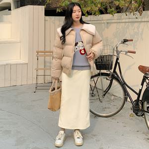 [제작] 고르트 골지 밍크 기모 밴딩 롱 스커트 79221 빅사이즈여성의류