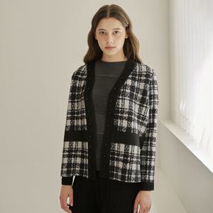 [최초가 158000원] 체크 펄 베이직핏 플리츠 가디건 자켓_YI08WRPCD01