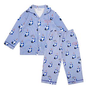 [키즈]블루 밀크 스트라이프 저지 파자마 세트_BU53UJ306