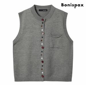 정상가:59,000원 ㅣ 원 ㅣ  포켓 버튼 포인트 니트 베스트 (XP3VW003L0)