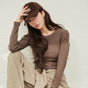 [롯데백화점](노정의) 여자 슬림핏 스판 골지 립 라운드넥 무지 긴팔 티셔츠 5컬러 325905