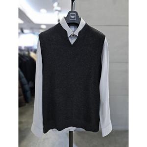 세이브존03  남자 슬릿넥 차콜 조끼  혼방 니트 베스트 WSAGZ3WV05A (41247036)