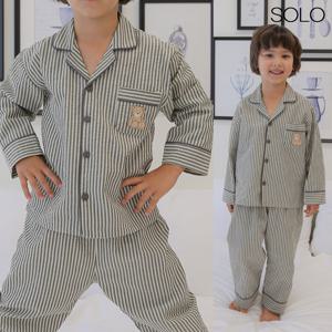 남아동 잠옷 줄무늬 곰 포인트 남자아이 초등학생 키즈 어린이 주니어 국내산