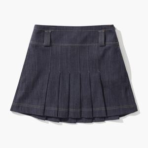 여성 데님라이크 플리츠 스커트