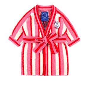 [정상가88000원] [키즈]핑크 스트라이프 밀크 슈슈 셔닐 로브_BU54UR305