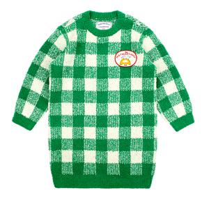 [정상가78000원] [키즈]그린 체크 마우스 슈슈 셔닐 원피스_BU54UO404